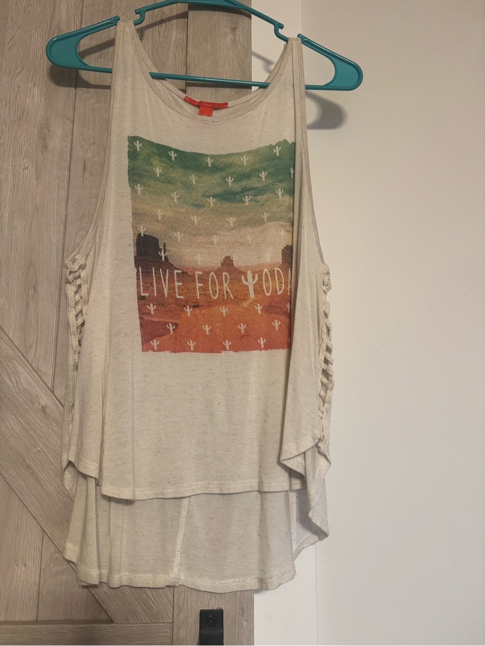 Chelsea & Violet Cream Tank Top with Green-to-Orange Desert Graphic